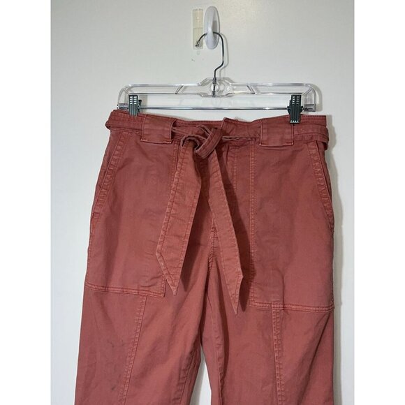 Rebecca Taylor La Vie Patrice Utility Twill Pants 28 Pink Belted Office Preppy - Picture 3 of 9